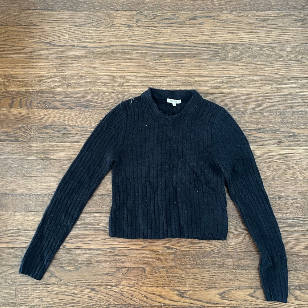 Madewell Black Ribbed Crew Neck Sweater
